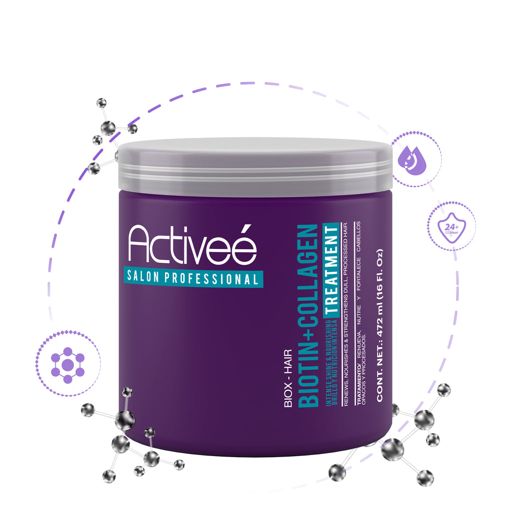 Tratamiento Capilar Activee Professional Biotin+Colagena Renueva Nutre y Fortalece Cabellos Opacos y Procesados Libre de Sal