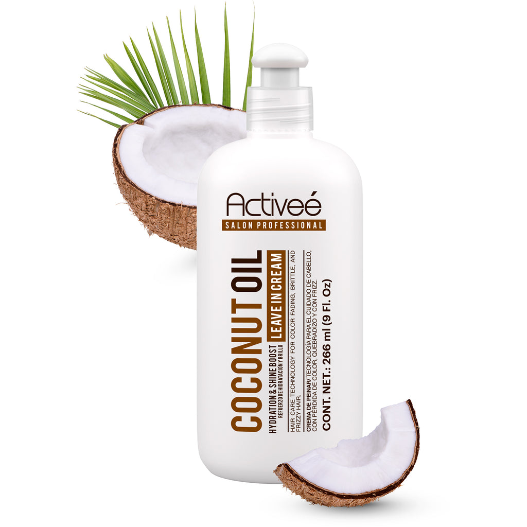 Crema para Peinar Activee Professional Coconut Oil Tecnologia para cuidado Cabello con Perdida de Color Quebradizo y con Frizz Libre de Sal