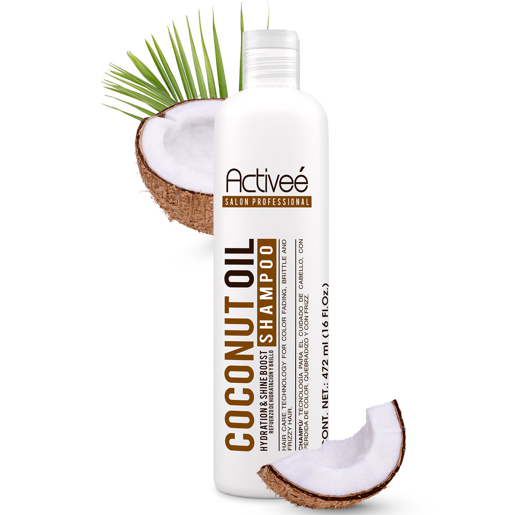 Shampoo Activee Professional Coconut Oil Tecnologia para cuidado Cabello con Perdida de Color Quebradizo y con Frizz Libre de Sal