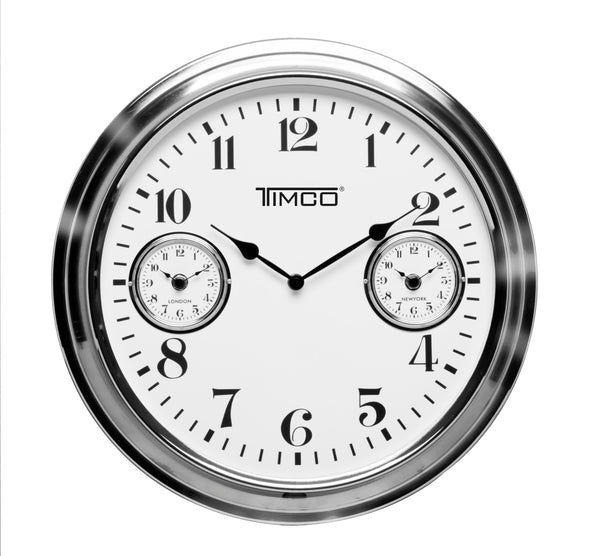 Reloj de Pared Analógico Estilo Retro Tres Horarios Diferentes Timco HYWI120